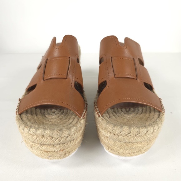 MARC FISHER LTD Brown LEATHER Robbyn Espadrille Wedge Sandal Size 9M - Picture 5 of 16